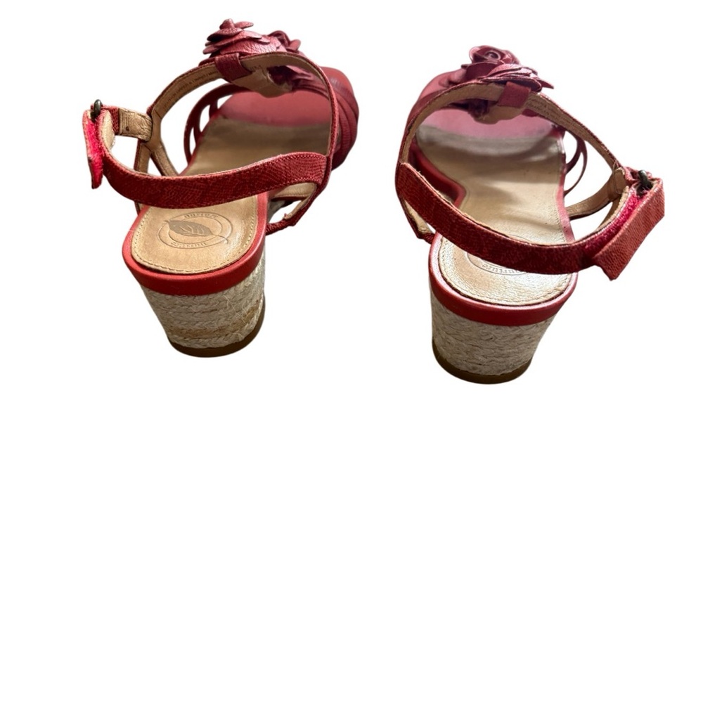 Nurture Verbena Red Leather Floral Wedge Sandals Womens Size 8M - Picture 6 of 10